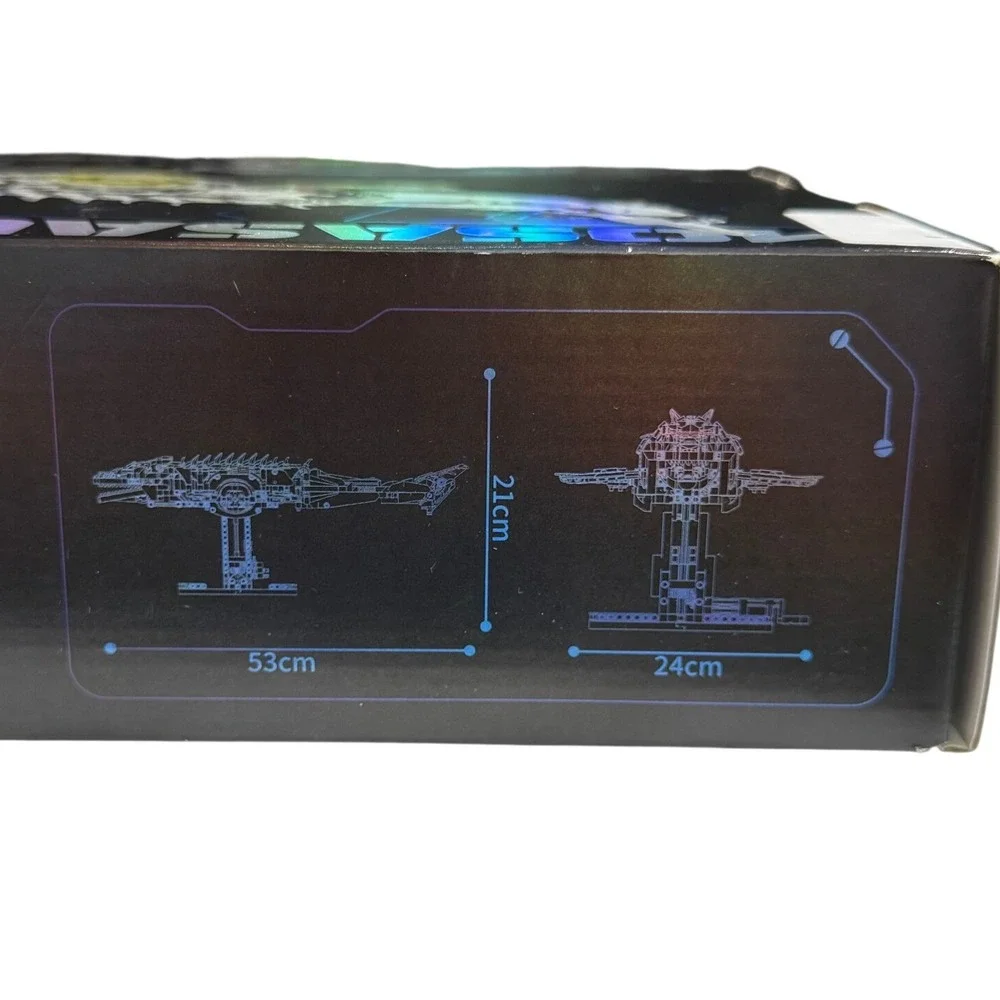 MJ Mosasaurus Mechanical Building Blocks Set 13100 Silver NEW 1413pcs Light Up